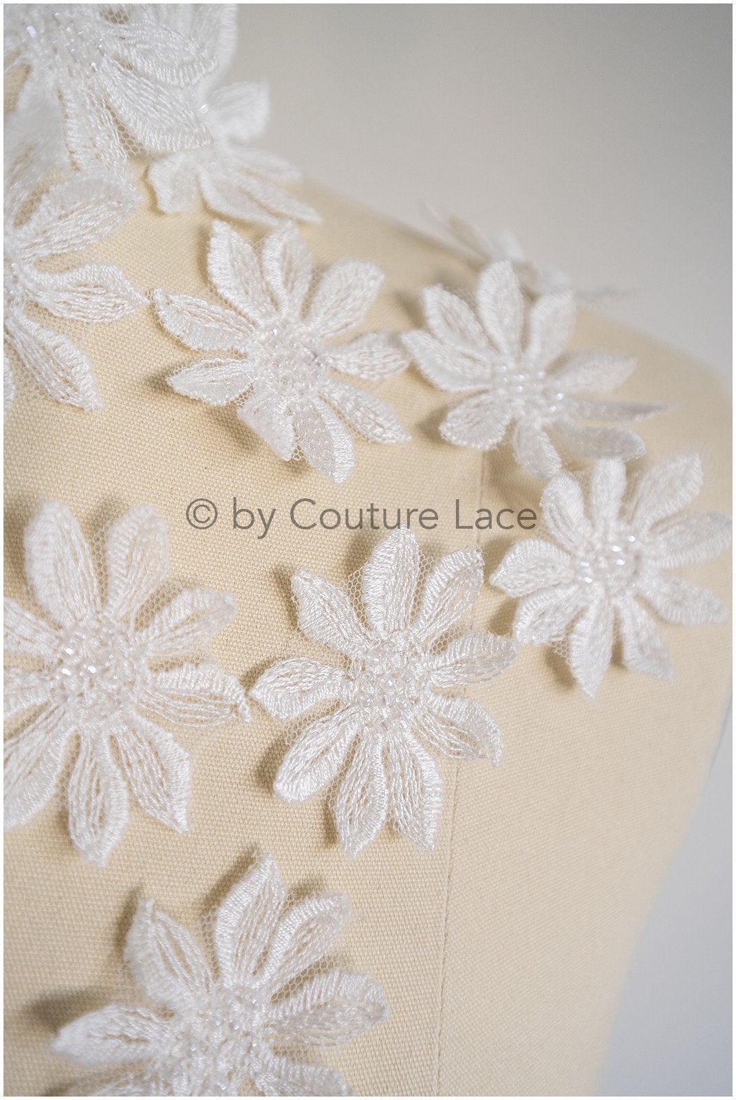 10pcs. 3D flower lace with pearls/ 3D flower patch/ lace applique/ wedding dress lace applique/ bridal 3D applique// A19-104/1