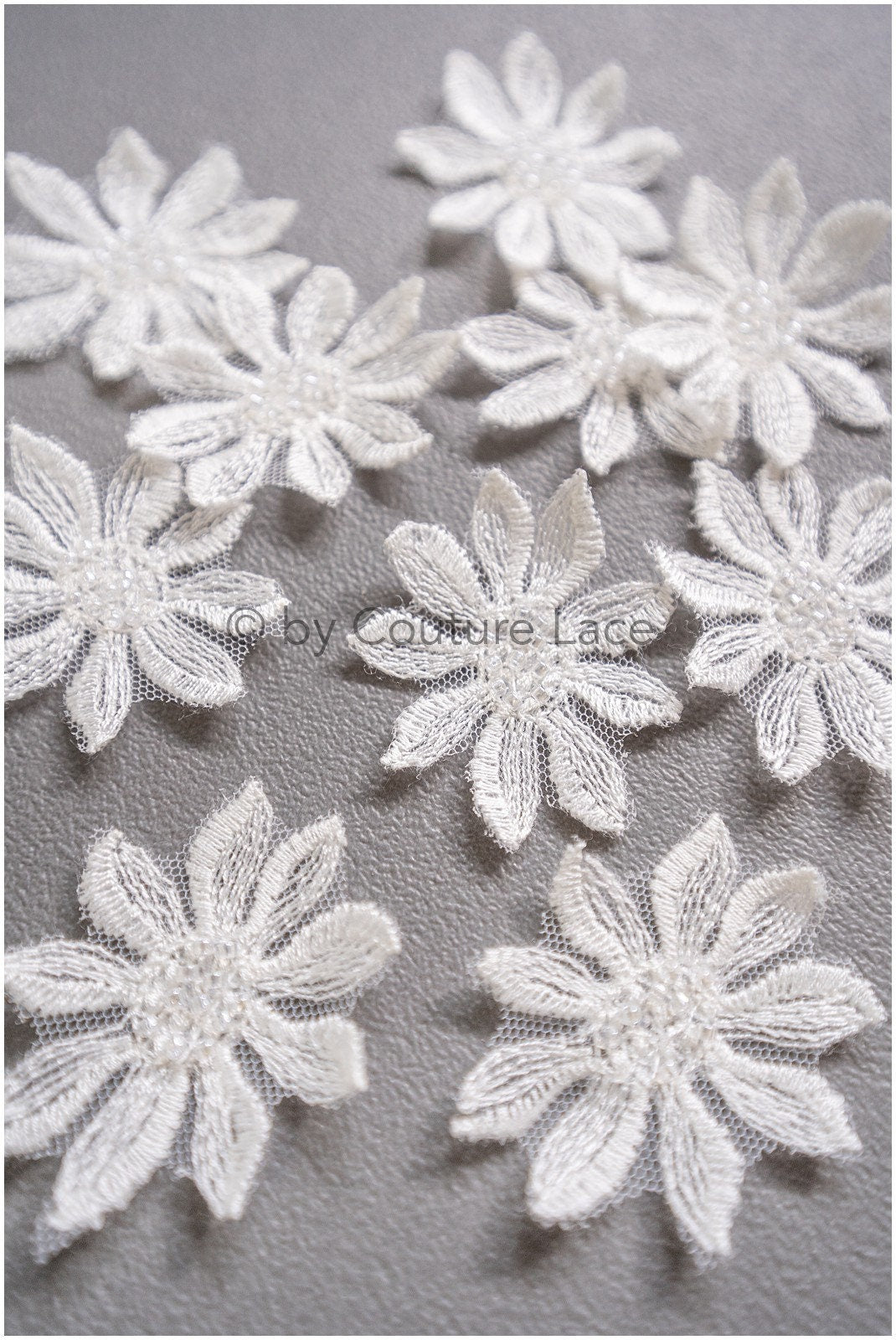 10pcs. 3D flower lace with pearls/ 3D flower patch/ lace applique/ wedding dress lace applique/ bridal 3D applique// A19-104/1
