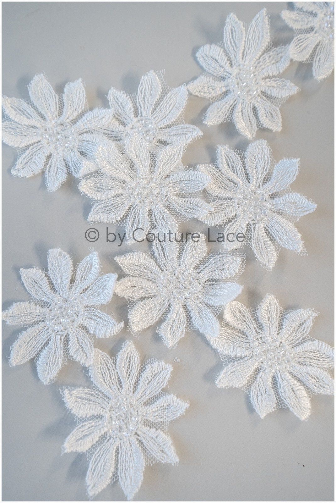 10pcs. 3D flower lace with pearls/ 3D flower patch/ lace applique/ wedding dress lace applique/ bridal 3D applique// A19-104/1