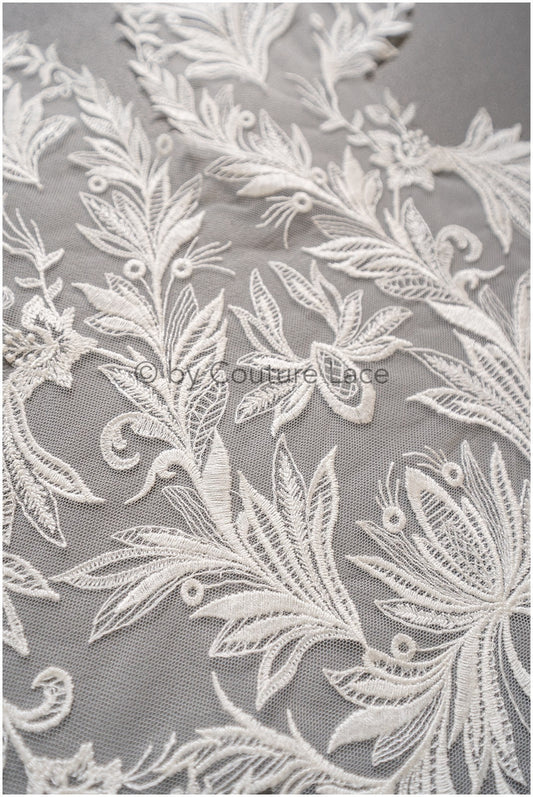 Romantischer Baumwollblatt Aufnäher, Blumen Applikation, Spitzenblumen Applikation, Hochzeitskleid Spitzen Applikation, Braut Blumen Aufnäher// A19-186
