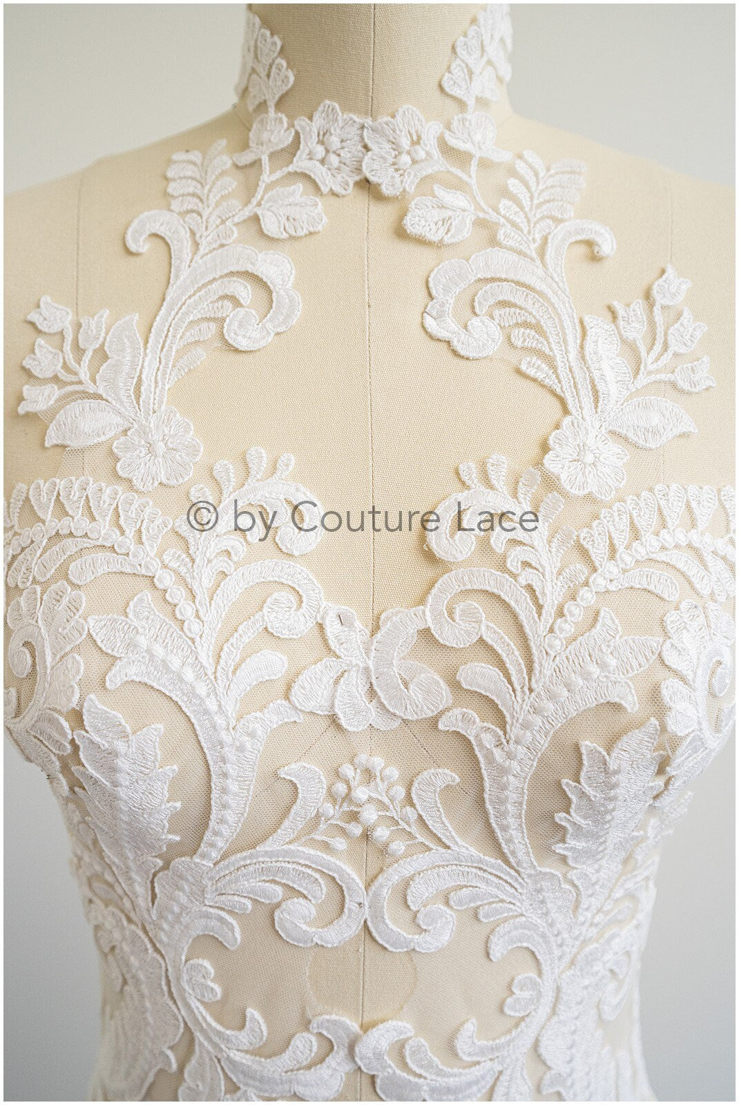 Ornate lace flower patch, oriental flower patch, lace applique, wedding dress lace applique, bridal flower patch// A19-183