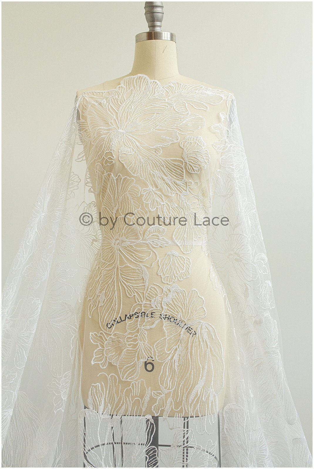 Blumen Braut Spitze Off-White/ Brautspitze mit Blumen/ Blumen Hochzeit Spitze/ Couture Spitze// L19-281
