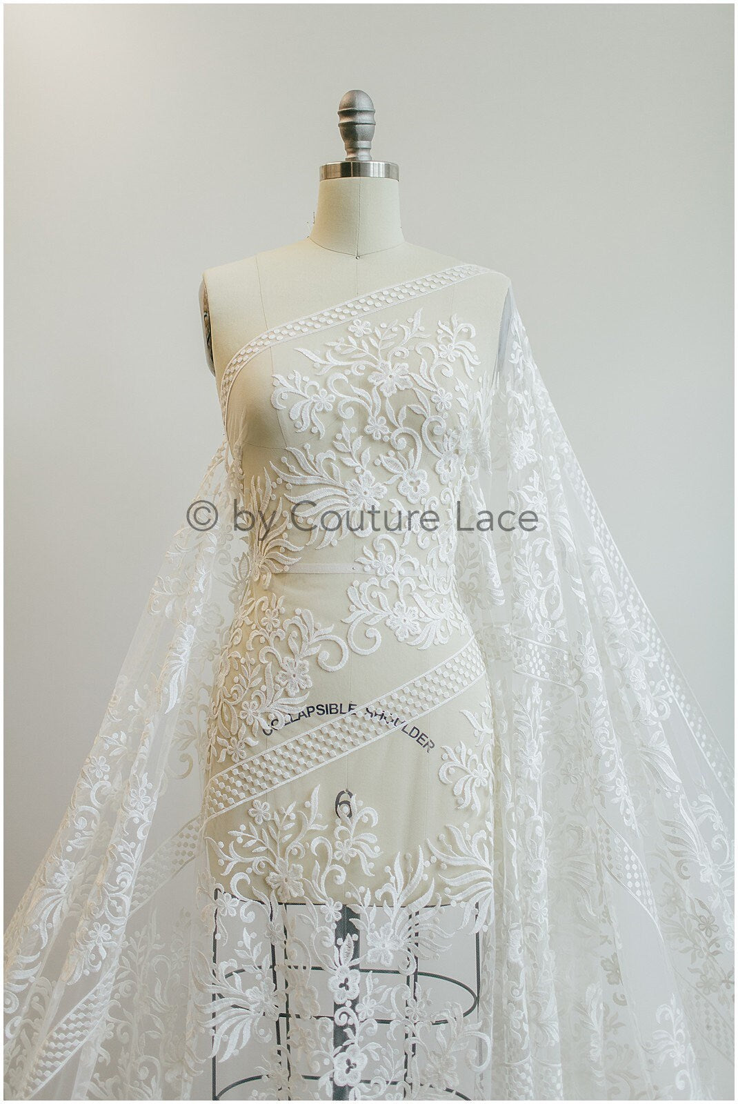 Ornament Spitze Off-White/ französischer Spitzenstoff/ bestickter Braut Spitzenstoff// L19-271