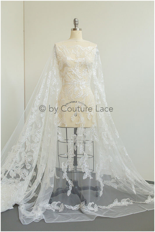 Blatt Spitzenstoff, PaillettenblattMuster Spitze, brautfranzöser Spitzenstoff, Glänzende Blattdesign Spitze, Bestickter Spitzenstoff mit Pailletten// L19-280