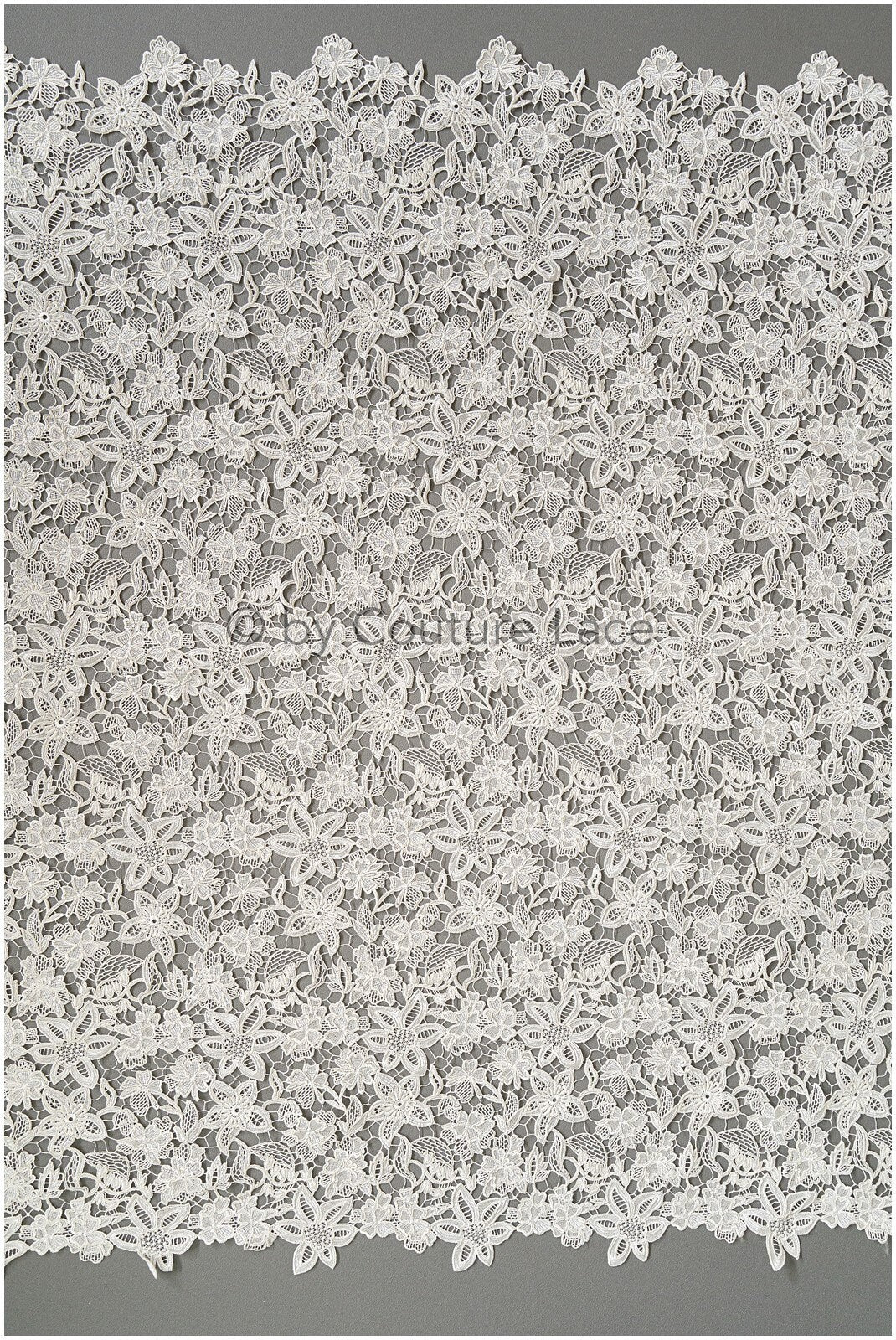 Crochet lace fabric off-white/ floral guipure lace fabric/ French bridal lace/ bridal crochet fabric/ vintage bridal lace/ Alencon lace// L19-295