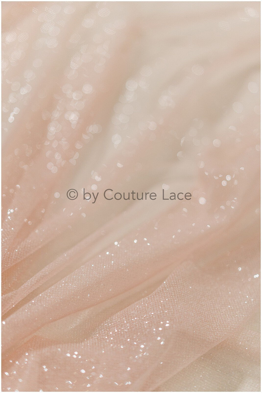 Blush peach glitter tulle fabric/ glitter tulle fabric/ peach fabric with glitter/ shiny bridal lace fabric// R-025