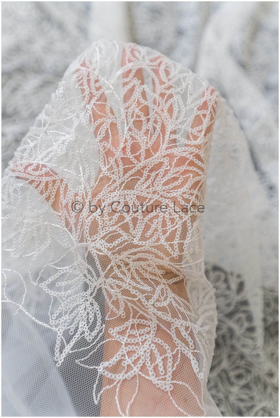 Pailletten Spitzenstoff, gefrorene Spitze, Brautspitze Stoff, Hochzeitskleid Spitze, Eisblumen Spitzenstoff, Spitzenkleid, Boho Braut// L19-298