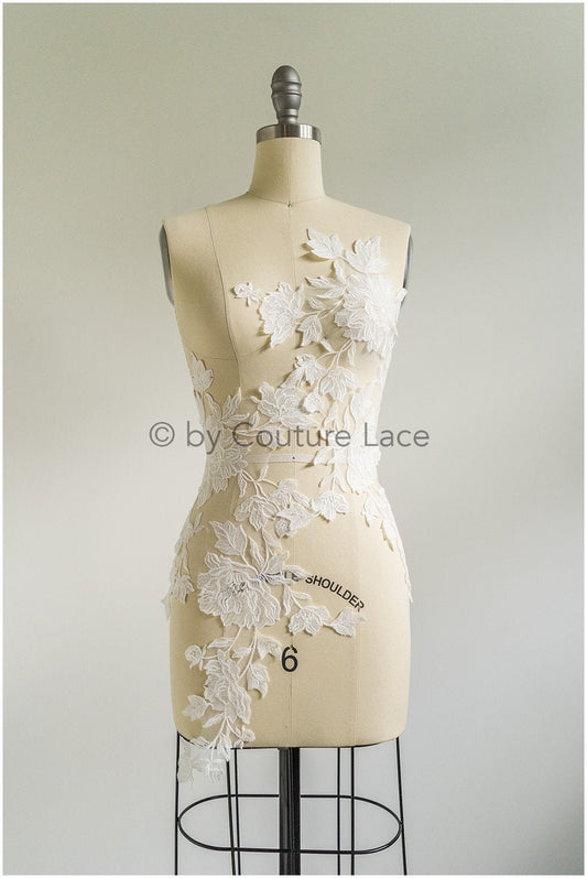 Soft Flower Lace Patch, BaumwollBlume Applikation, SpitzenBlume Applikation, Hochzeitskleid Spitze Applikation, Braut Blumen Applikation// A19-189