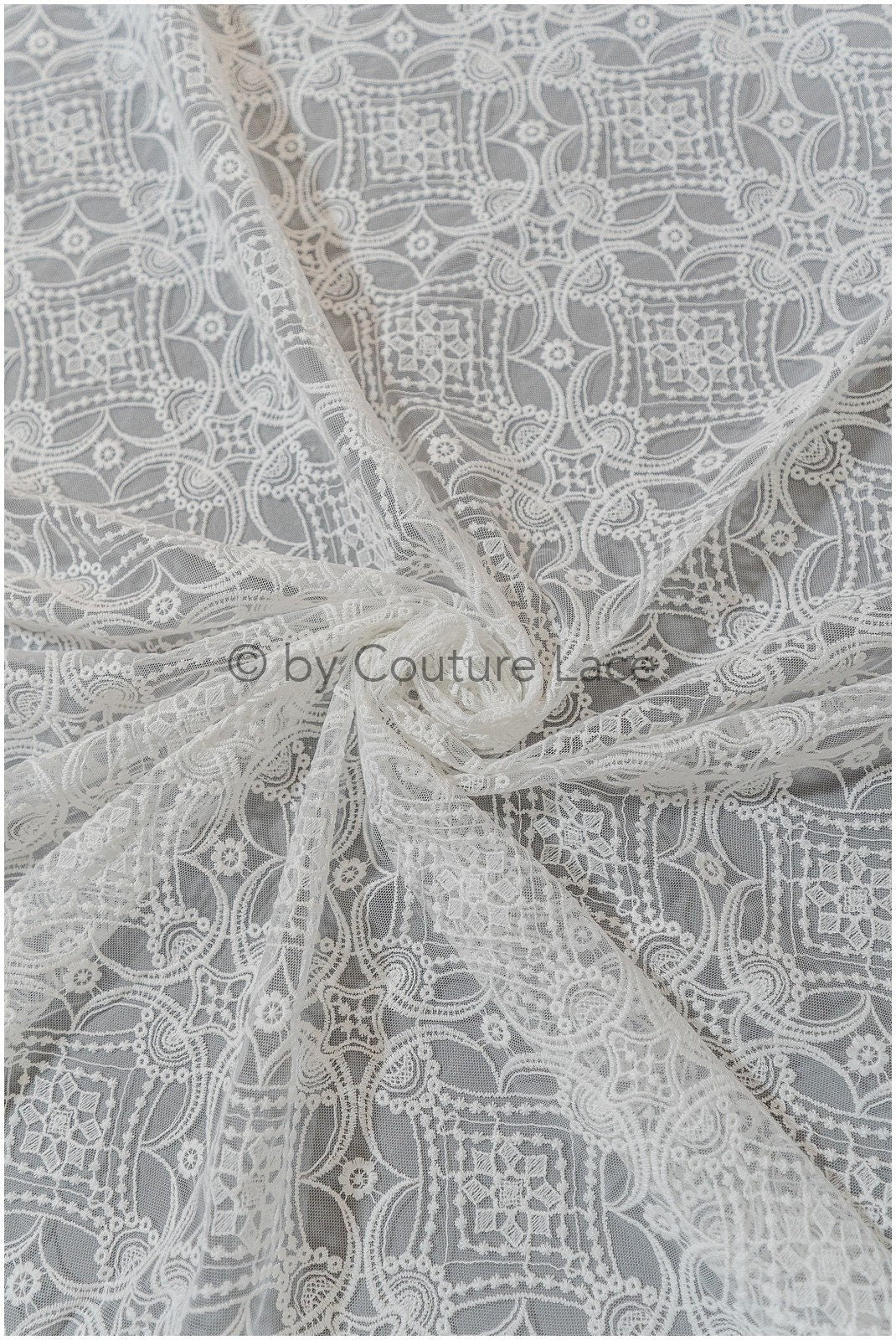 Artdeco Spitzenstoff Off-White/ Hochzeit Spitzenstoff/ Boho Brautkleid Spitze/ geometrisches Brautkleid Spitze// L19-314