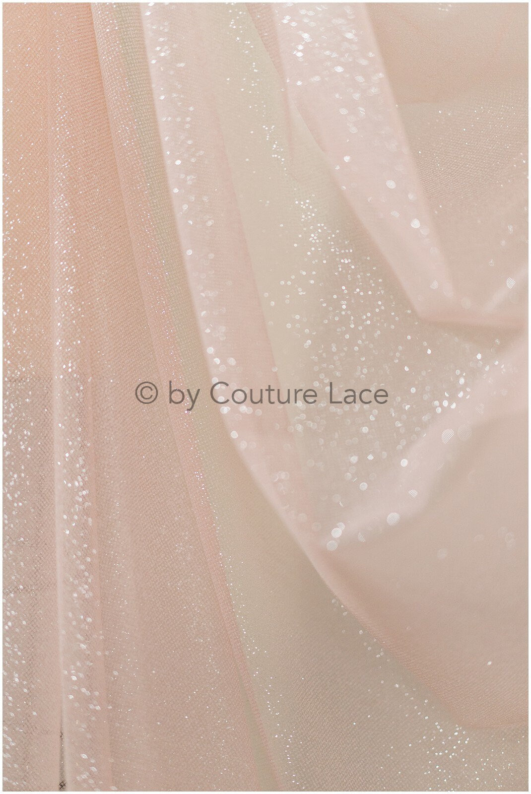 Blush peach glitter tulle fabric/ glitter tulle fabric/ peach fabric with glitter/ shiny bridal lace fabric// R-025