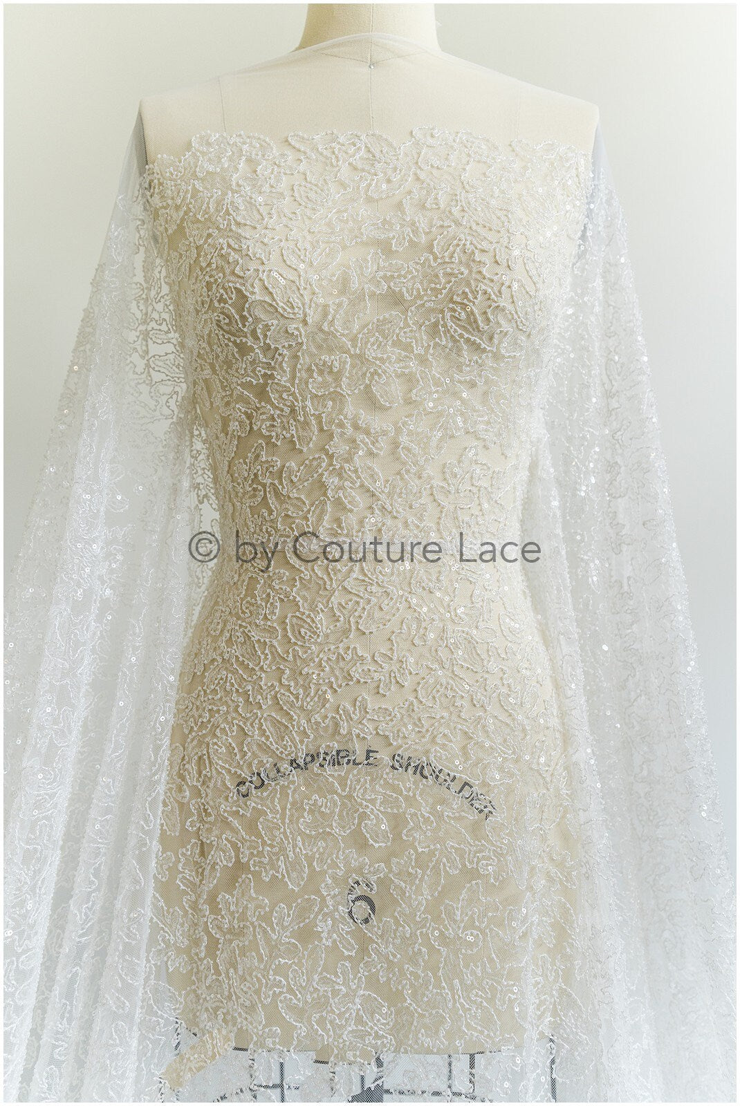 Sparkling pearl lace off-white/ pearl bridal lace fabric/ wedding dress lace with pearls & sequins/ shiny lace// L19-300