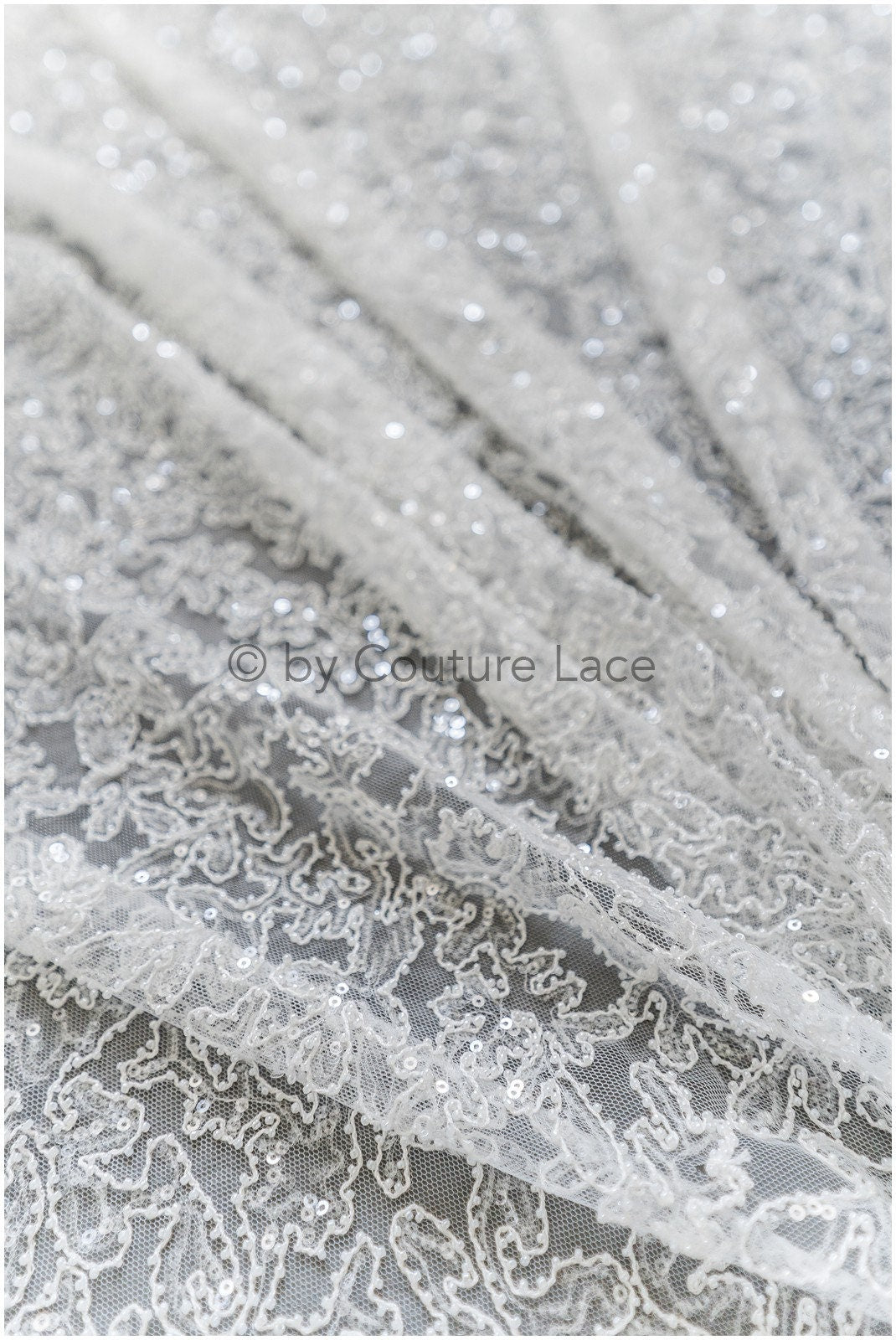 Sparkling pearl lace off-white/ pearl bridal lace fabric/ wedding dress lace with pearls & sequins/ shiny lace// L19-300