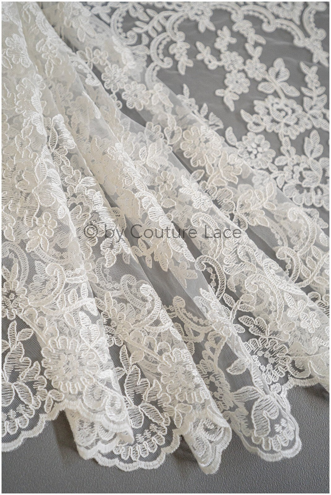 Lace trim off-white/ wedding lace trim/ embroidered lace trim/ elegant bridal lace trim/ lace embroidery// T19-081