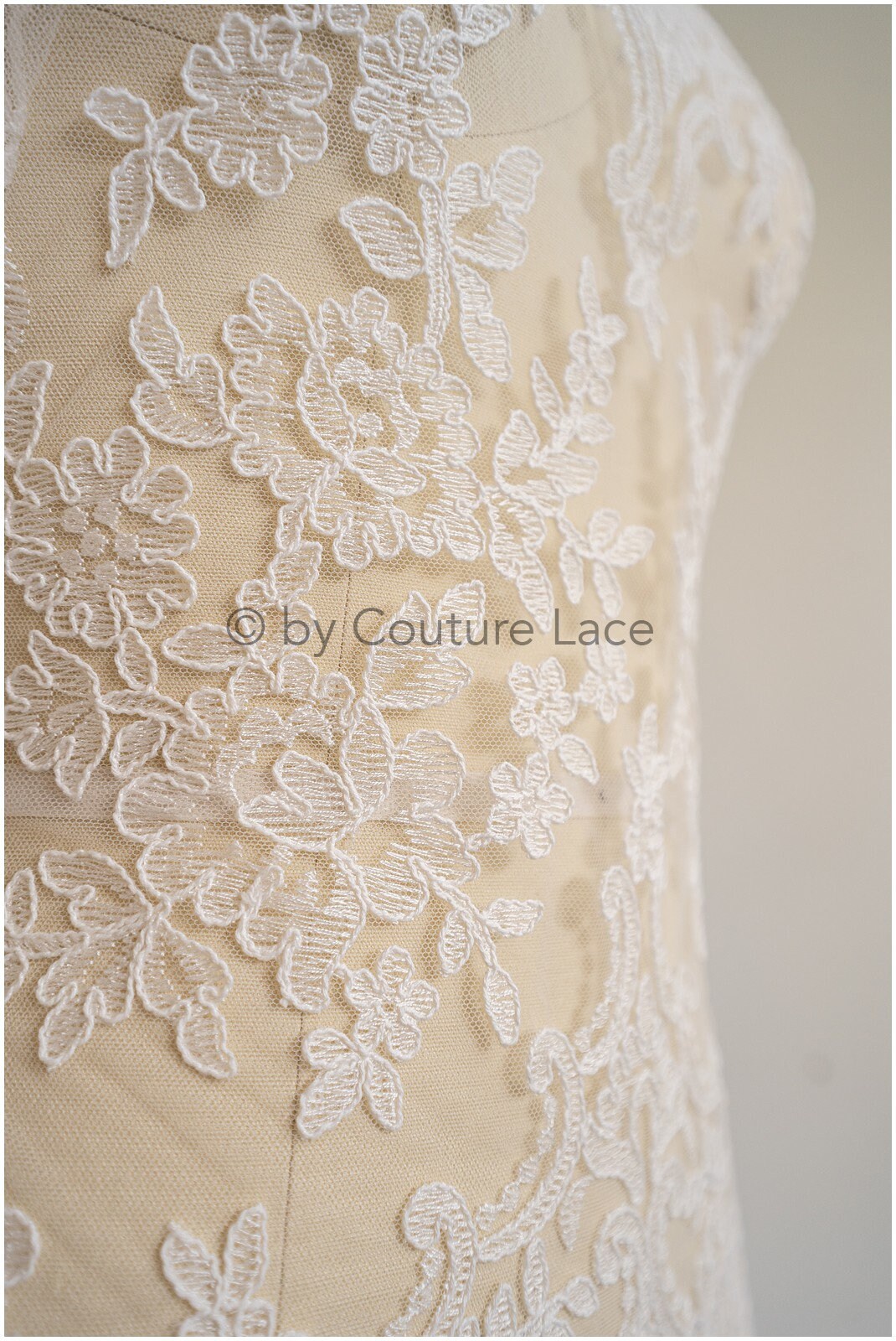 Lace trim off-white/ wedding lace trim/ embroidered lace trim/ elegant bridal lace trim/ lace embroidery// T19-081