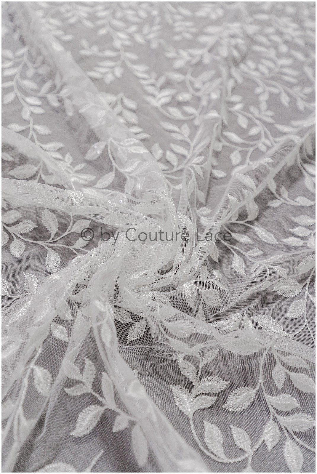 Romantic bridal lace off-white/ bridal lace with leaves/ sequin lace/ bridal lace fabric with sequins// L19-002