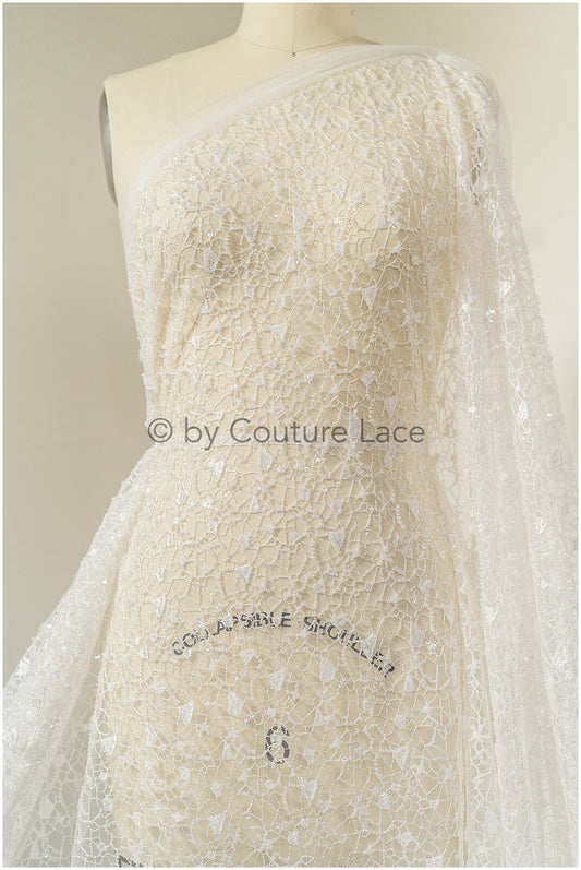 Perlen modern Netz Blumen Spitze Stoff, Perlen Netz Spitze Stoff, Hochzeitskleid Spitze mit Perlen und Pailletten, Spinnennetz Spitze Stoff// L19-308