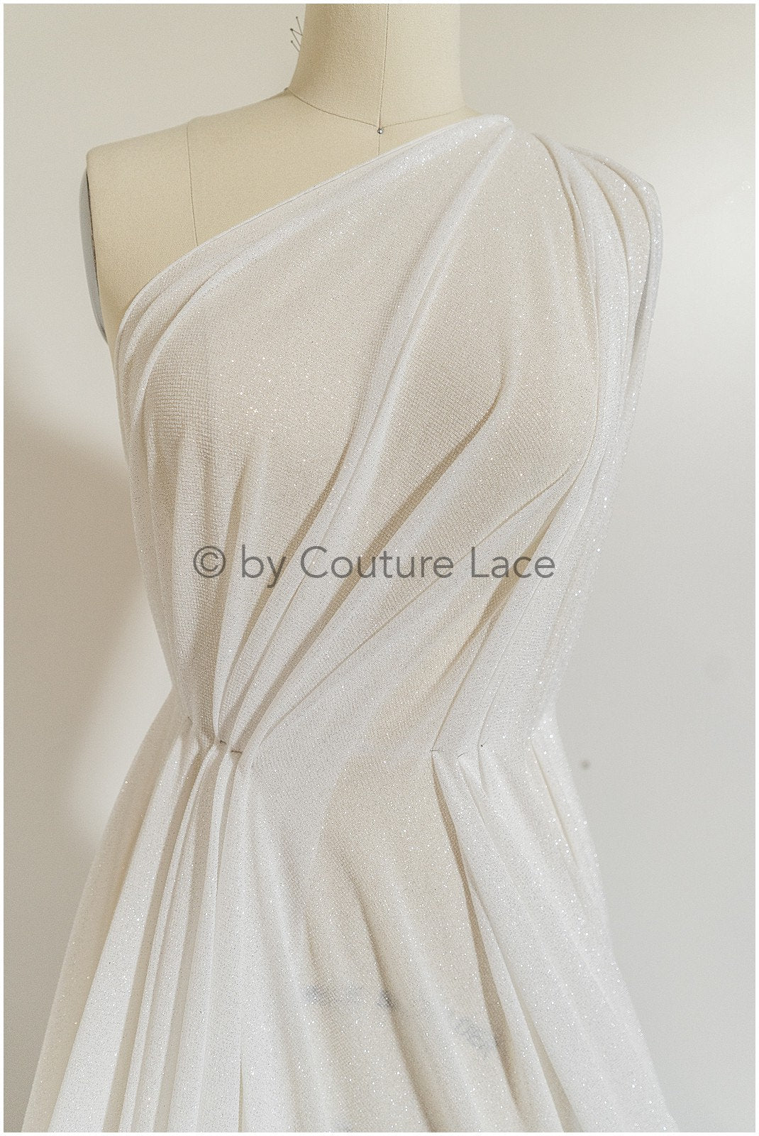 Stretch glitter fabric/ off-white diamond glitter mesh/ stretch glitter fabric/ shiny bridal glitter fabric// R-026
