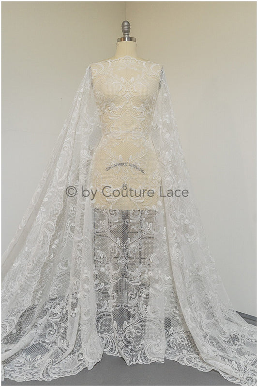Encaje couture / Tela de encaje oriental / Encaje para vestidos de novia / Encaje nupcial decorado / Encaje de diseñador para vestidos de novia australianos / Vestido de novia / L19-313