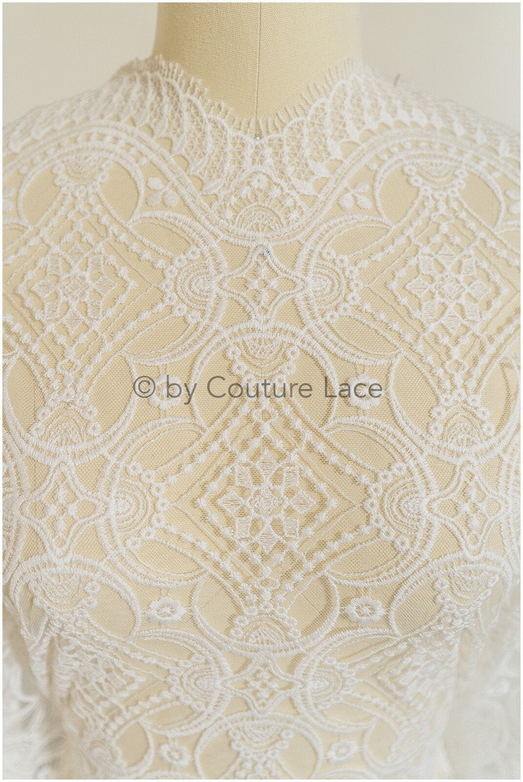 Artdeco Spitzenstoff Off-White/ Hochzeit Spitzenstoff/ Boho Brautkleid Spitze/ geometrisches Brautkleid Spitze// L19-314
