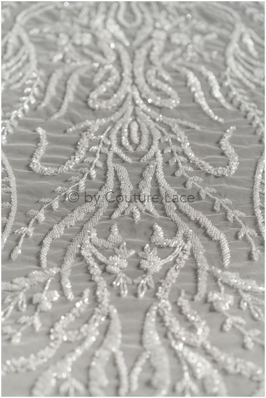 Perlen Brautspitze Off-White/ Braut Spitze Stoff/ schwere Perlen Hochzeitskleid Spitze/ Couture Spitze// L19-106