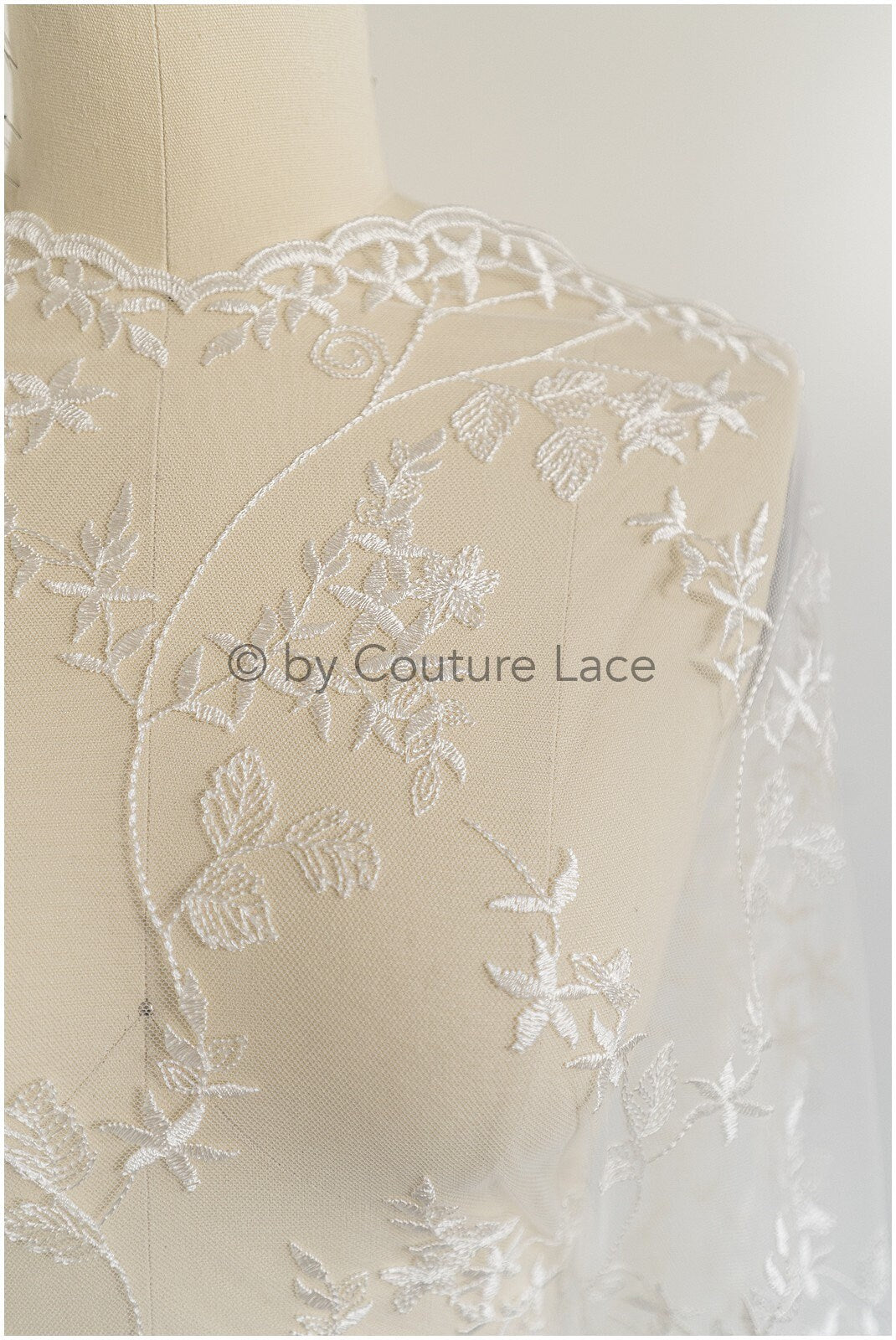 Soft embroidered bridal lace fabric/ floral lace off-white/ wedding dress lace/ floral lace// L19-003NS