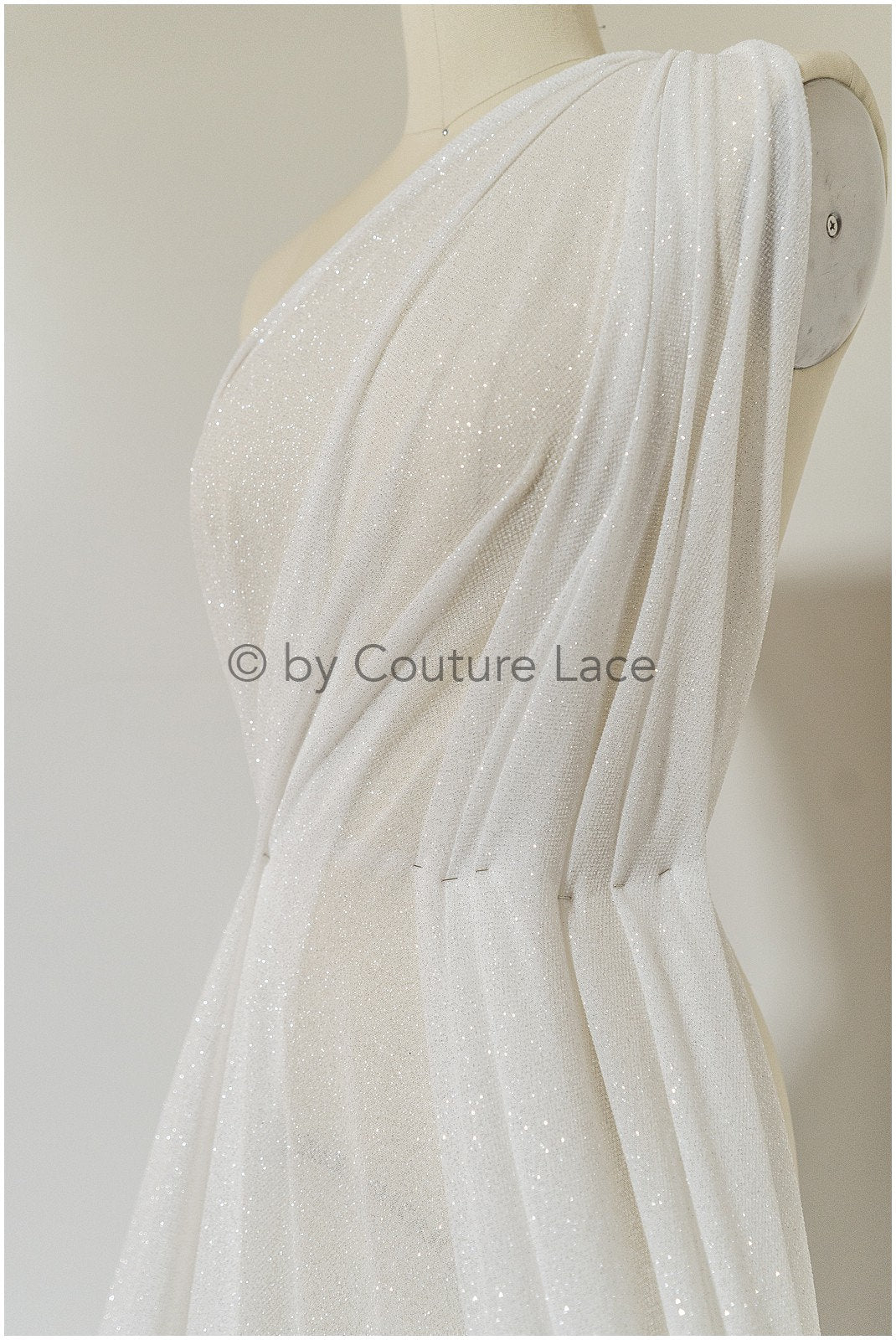 Stretch glitter fabric/ off-white diamond glitter mesh/ stretch glitter fabric/ shiny bridal glitter fabric// R-026