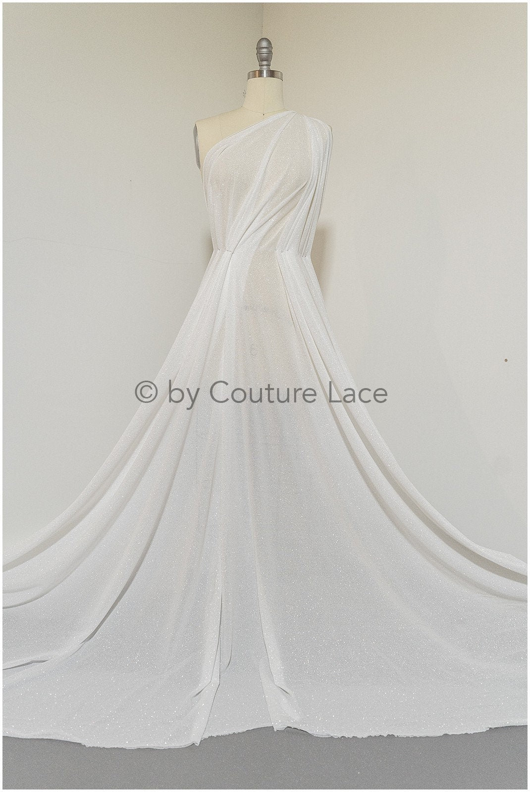 Stretch glitter fabric/ off-white diamond glitter mesh/ stretch glitter fabric/ shiny bridal glitter fabric// R-026