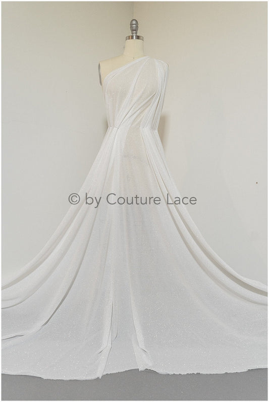 Stretch Glitzer Stoff/ Off-White Diamond Glitzer Mesh/ Stretch Glitzer Stoff/ glänzender Braut Glitzer Stoff// R-026