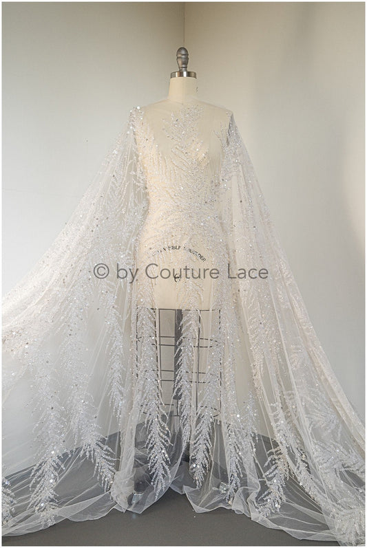 Perlenspitzenstoff Off-White/ Perlenspitze Stoff/ Braut Spitze Stoff/ Perlenspitze/ Brautspitze// L19-085