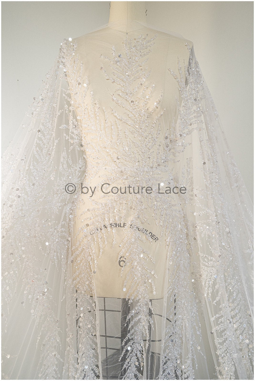Perlenspitzenstoff Off-White/ Perlenspitze Stoff/ Braut Spitze Stoff/ Perlenspitze/ Brautspitze// L19-085