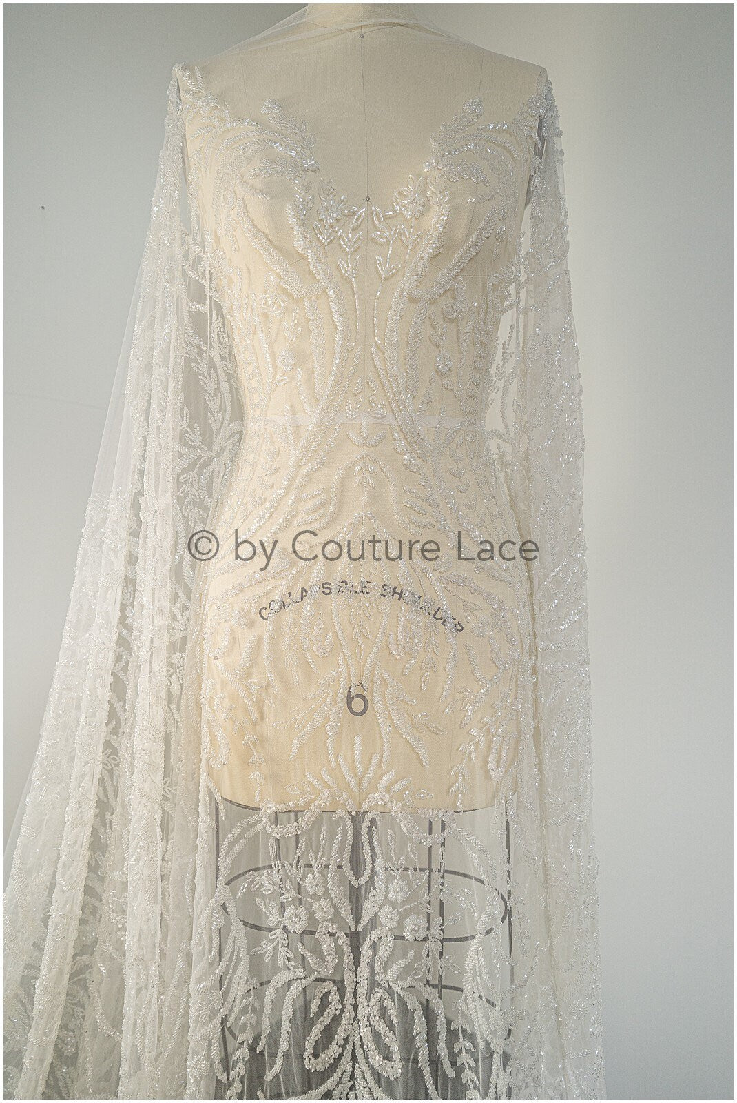 Perlen Brautspitze Off-White/ Braut Spitze Stoff/ schwere Perlen Hochzeitskleid Spitze/ Couture Spitze// L19-106