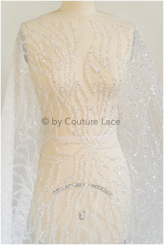 Perlen Spitze Stoff/ Perlen Brautkleid Spitze/ Couture Spitze Stoff/ Perlen Perlen Spitze// L19-060