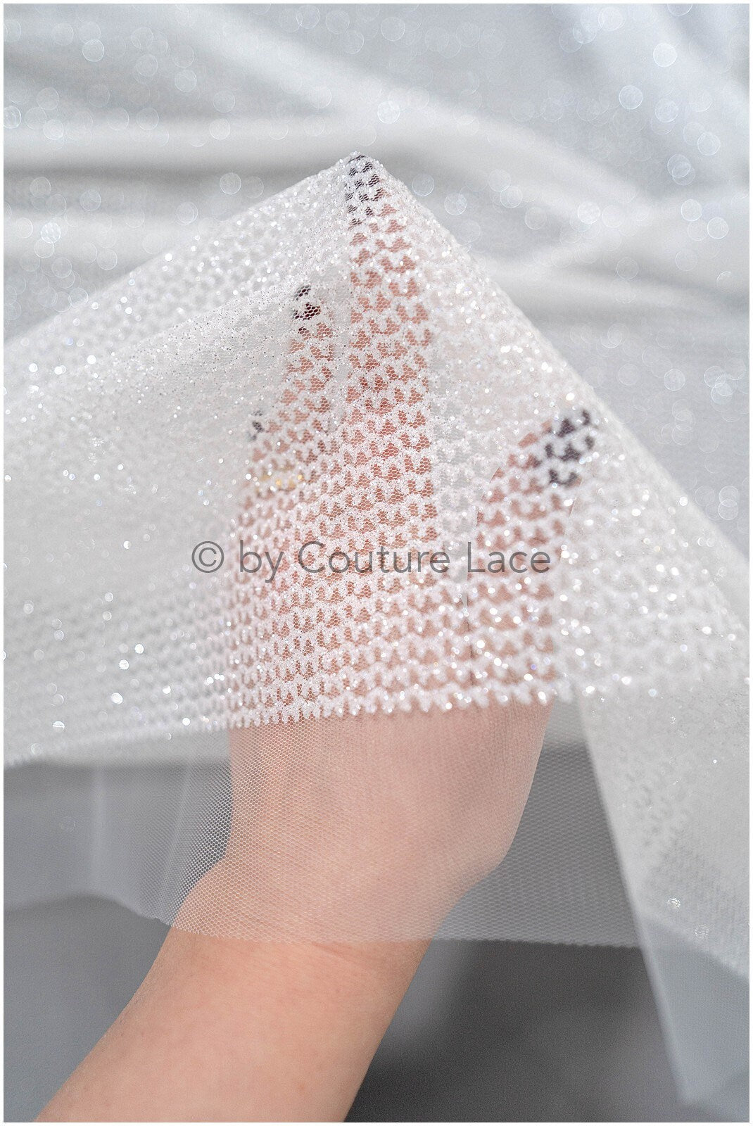 Exquisite glitter stretch tulle fabric/ off-white diamond/ elegant mesh tulle lace fabric/ shiny glitter bridal lace fabric/ flawless mesh tulle lace/ / R-030
