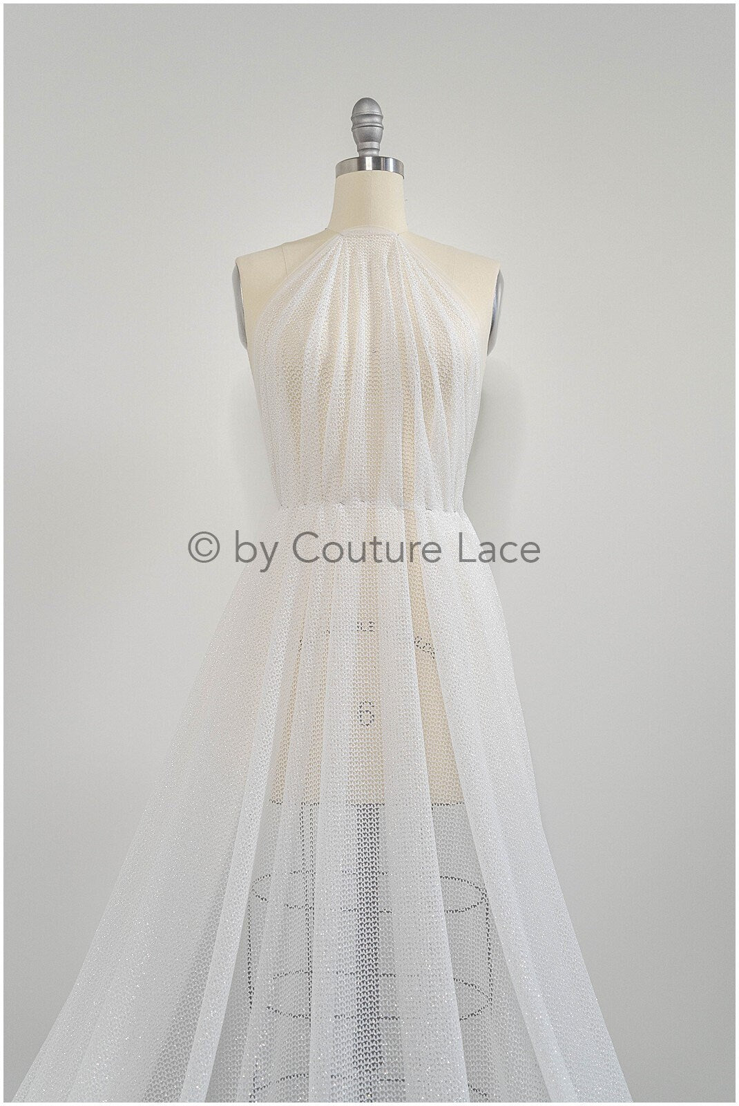Exquisite glitter stretch tulle fabric/ off-white diamond/ elegant mesh tulle lace fabric/ shiny glitter bridal lace fabric/ flawless mesh tulle lace/ / R-030