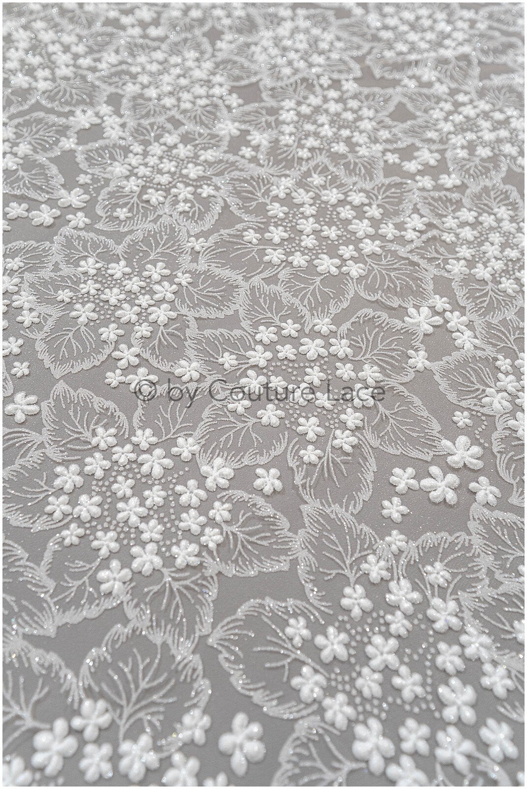 Glitter tulle fabric/ off-white glitter tulle/ floral glitter fabric/ shiny glitter lace/ Pronovias glitter lace// R-029