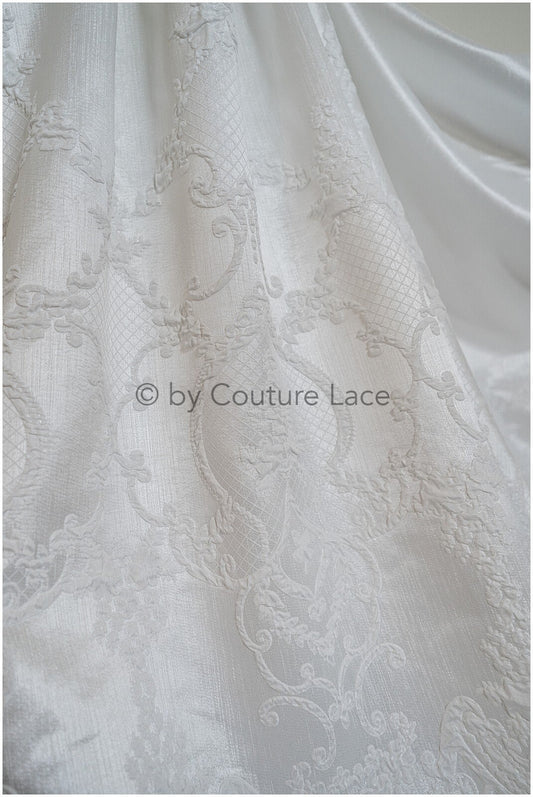 Brokat Stoff/ weißer leichter Brokatstoff/ Brautjaquard/ Brokatstoff/ verschnörgelte Brautbrokat// R-038