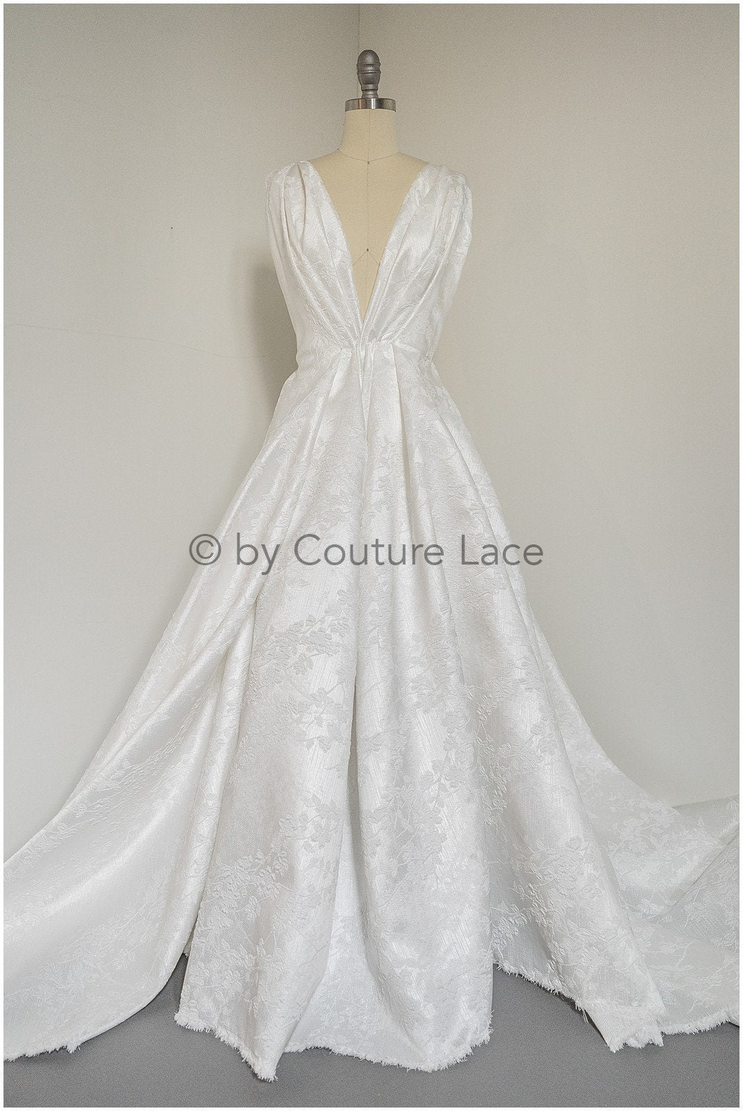Bridal brocade fabric/ off-white light brocade fabric/ bridal jacquard/ floral bridal brocade// R-040