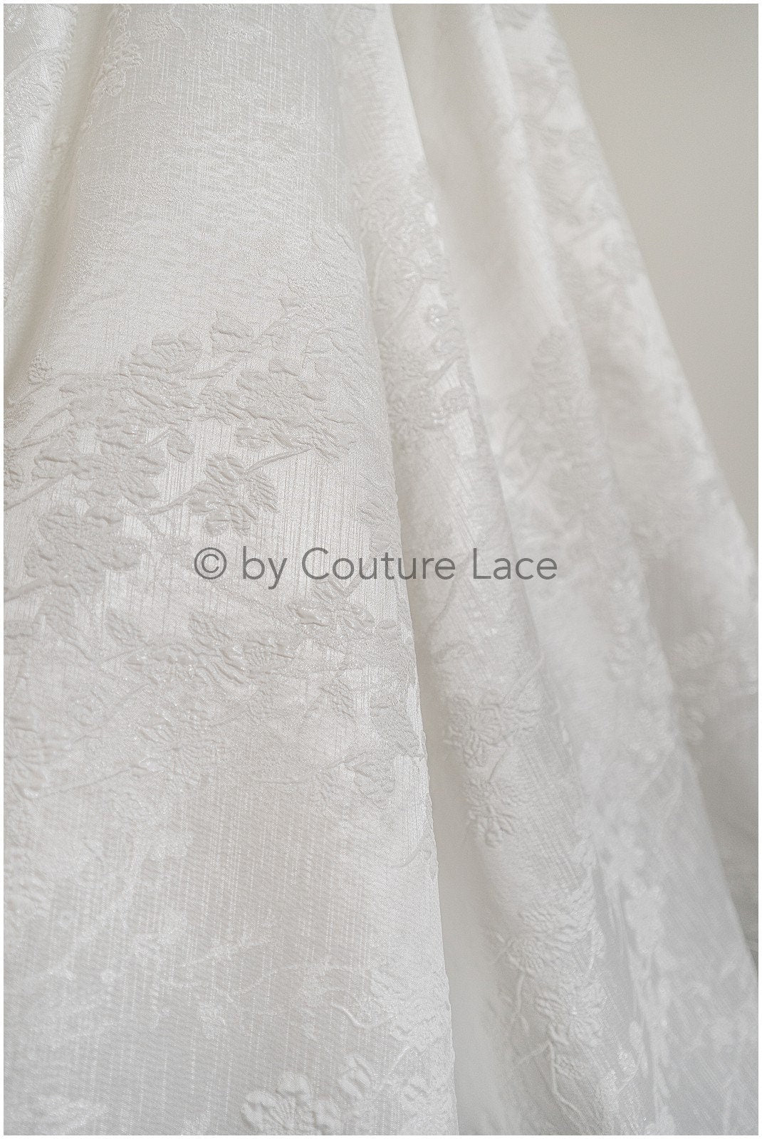 Bridal brocade fabric/ off-white light brocade fabric/ bridal jacquard/ floral bridal brocade// R-040