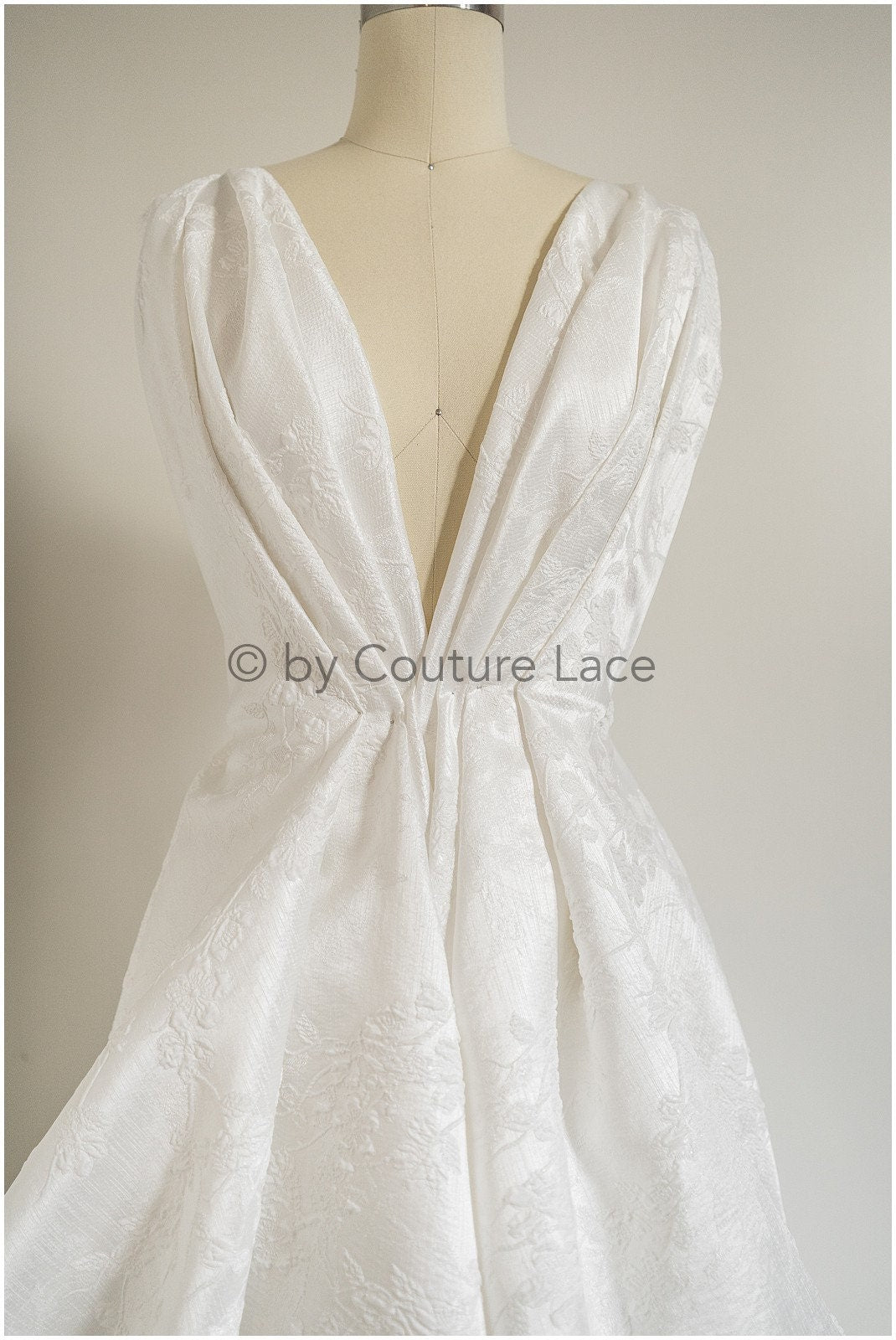Bridal brocade fabric/ off-white light brocade fabric/ bridal jacquard/ floral bridal brocade// R-040