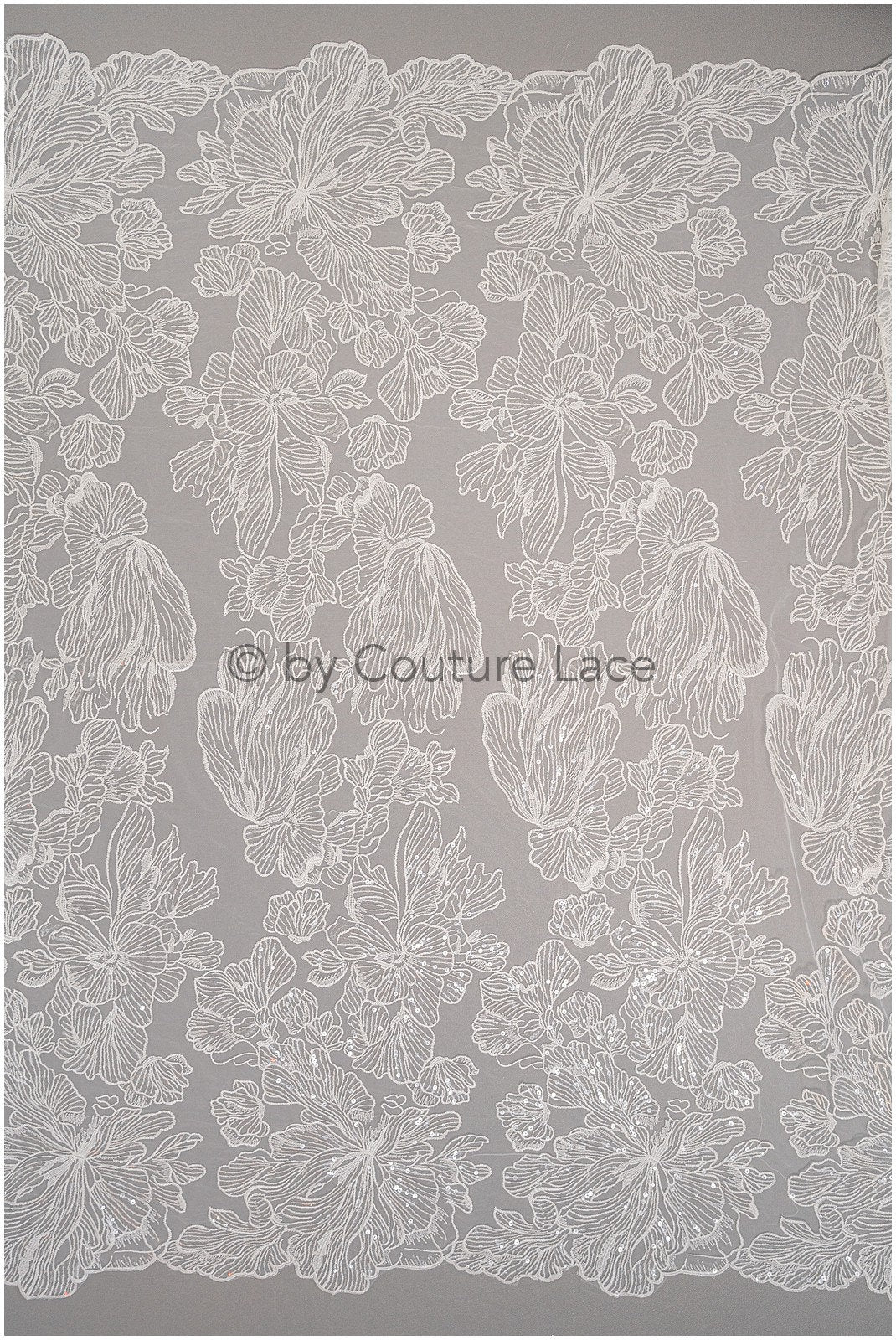 Feine Paillettenspitze Off-White/ weicher Pailletten Tüll Stoff/ Spitze Pailletten Netz Stoff// L17-022
