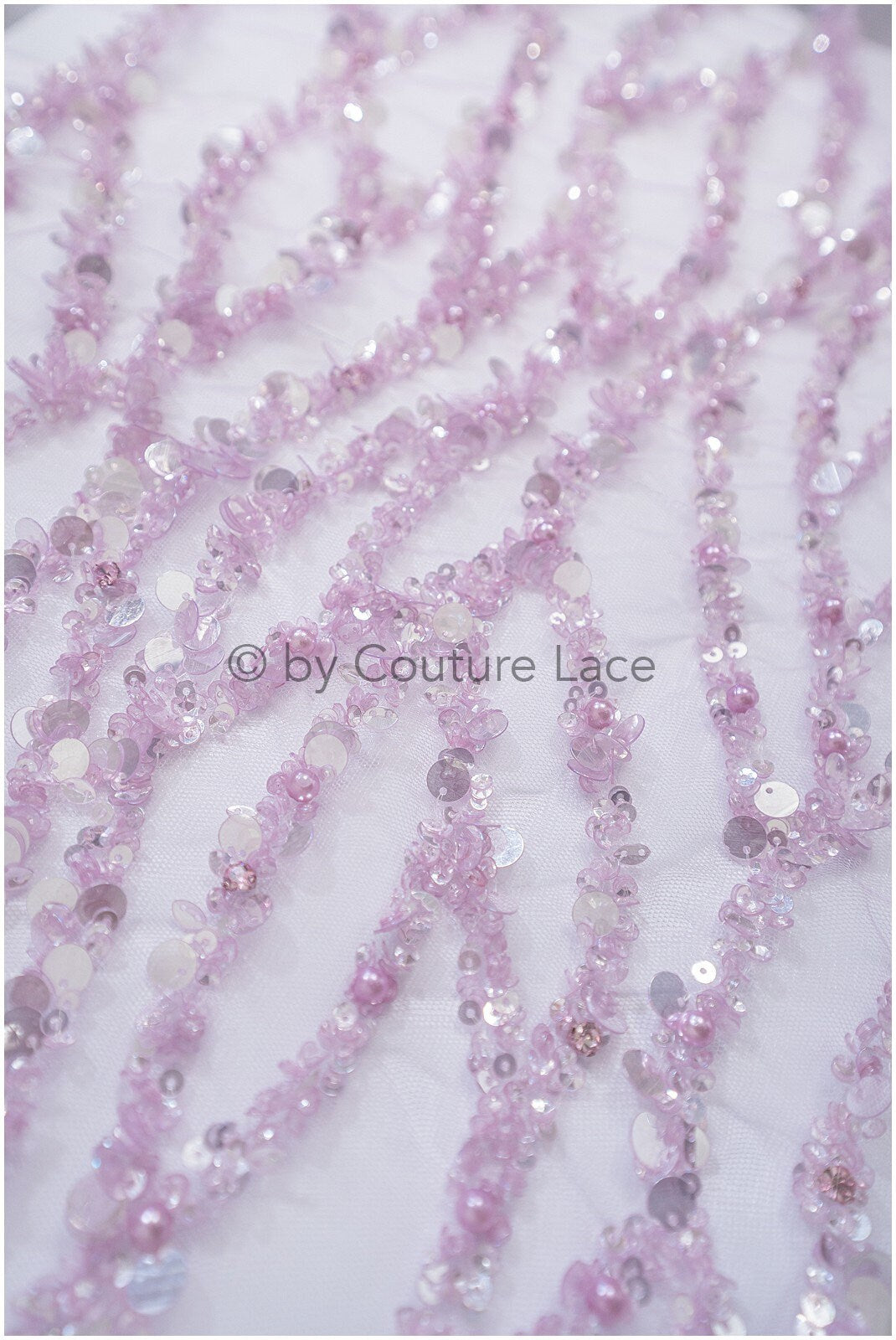 Perlen Spitzenstoff Violett Lilla/ Couture Spitze Stoff mit Perlen/ abstrakte Spitze für Abendkleid/ geometrische Spitze für Abendkleid// L20-287LC