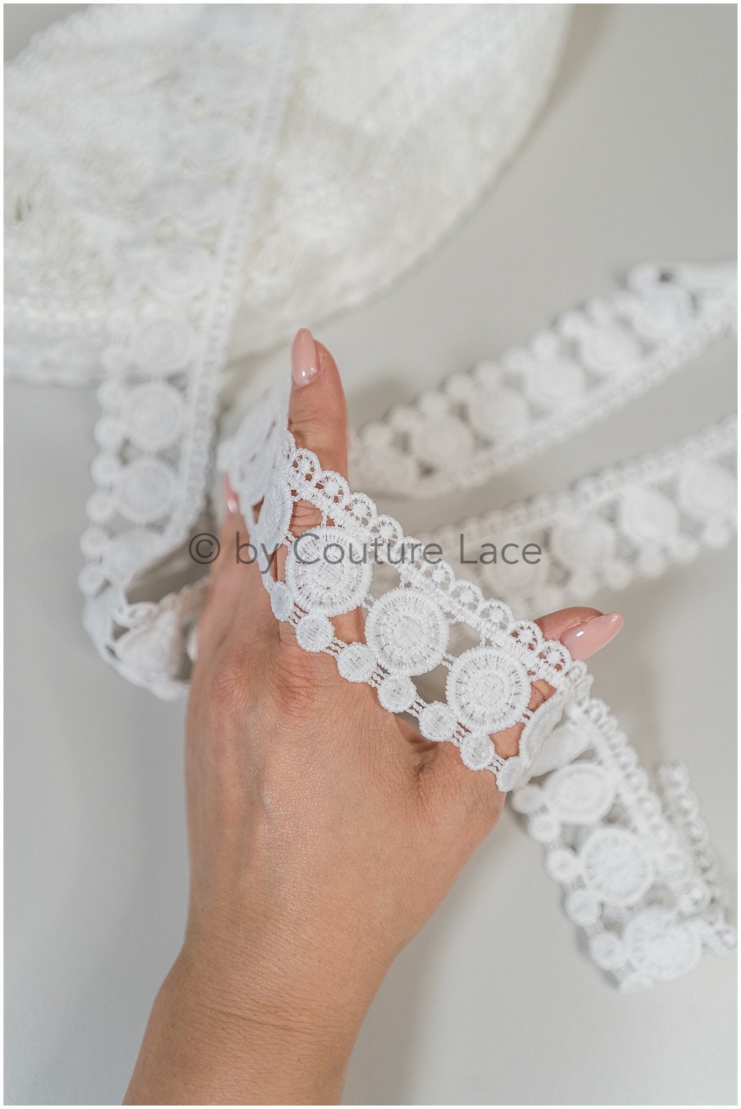 3yds Boho Lace Trim Off-White/ Bridal Lace Trim/ Polkadot Lace/ Bridal Lace// T20-104