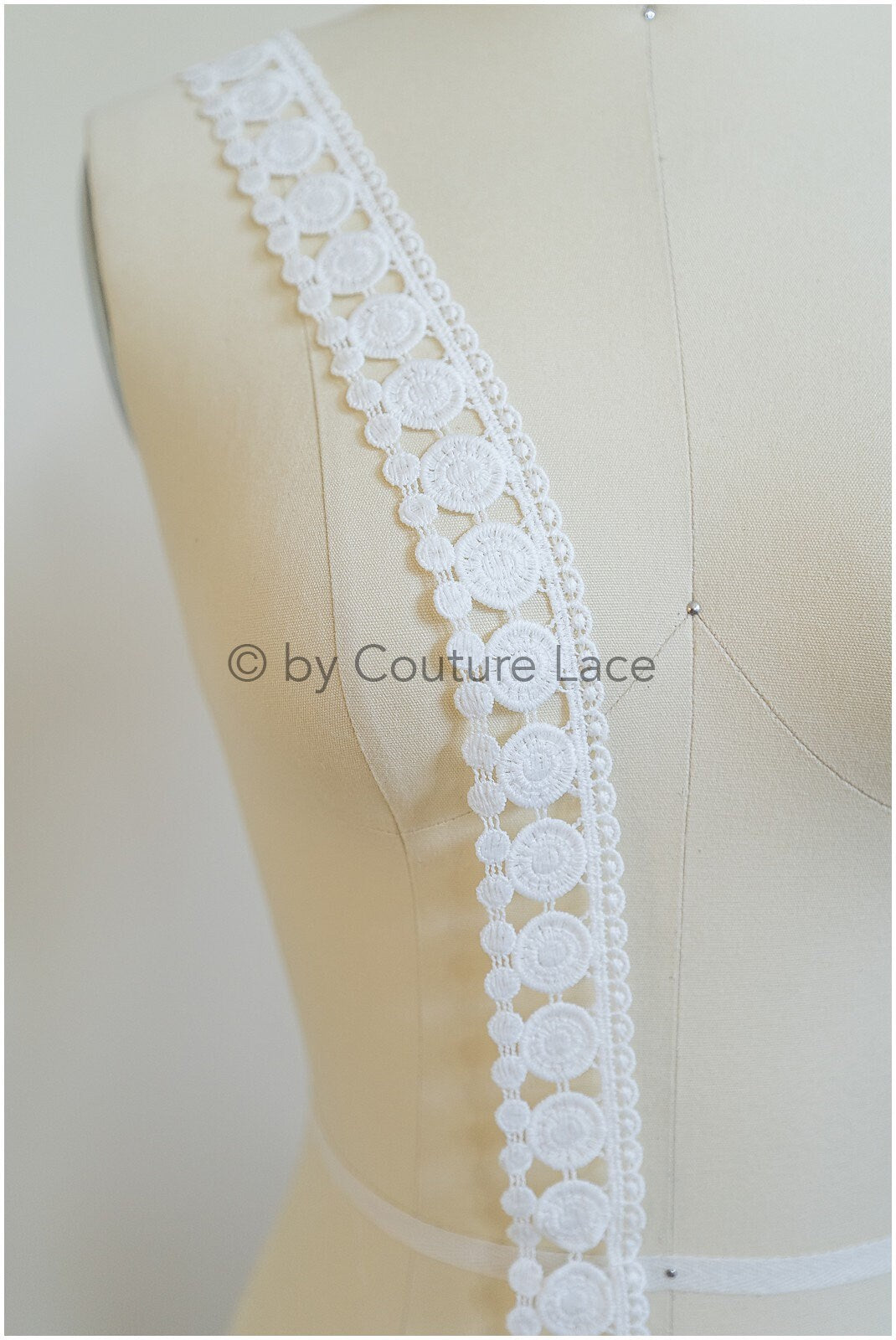 3yds Boho Lace Trim Off-White/ Bridal Lace Trim/ Polkadot Lace/ Bridal Lace// T20-104