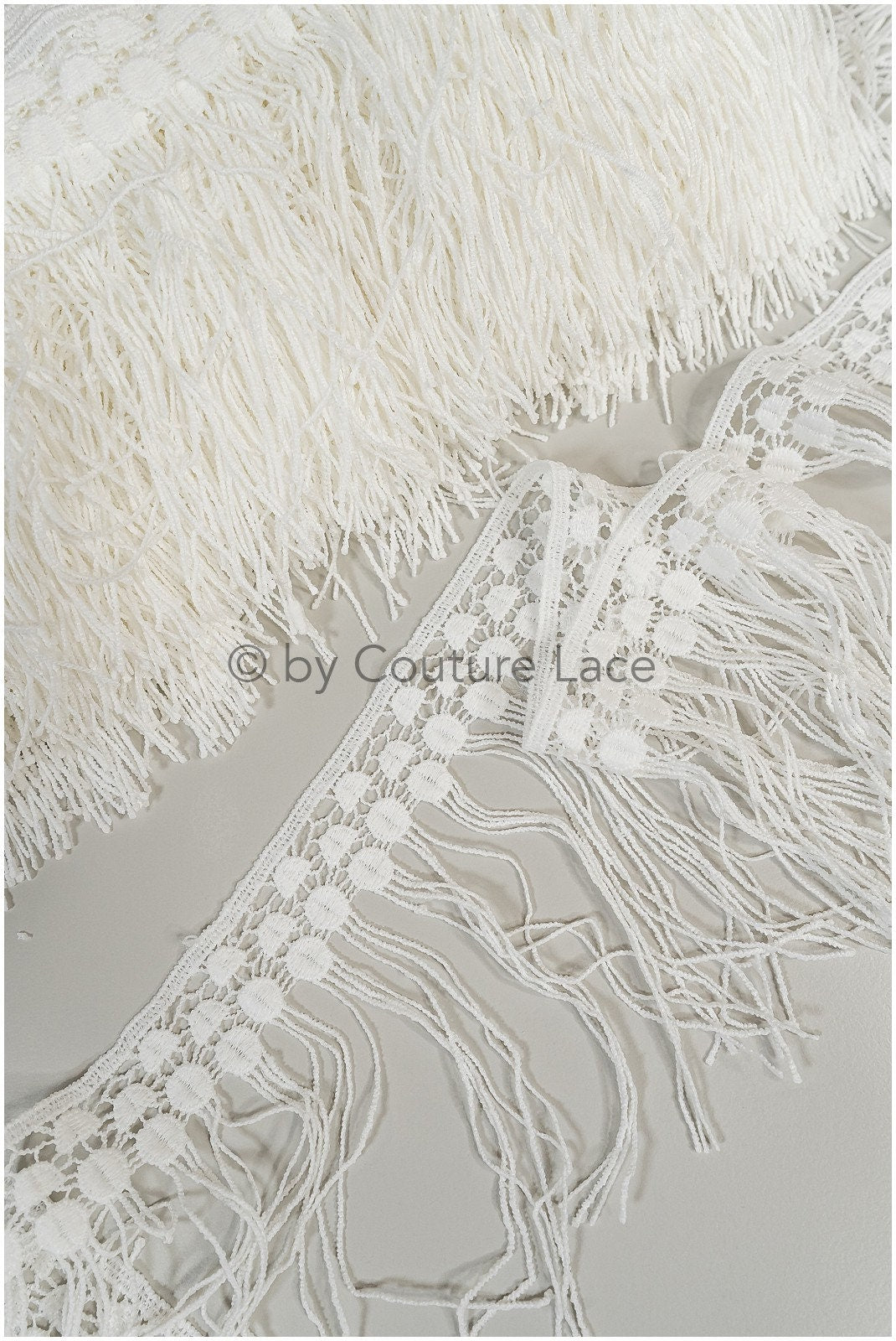 Boho fringe lace trim off-white/ Boho lace trim/ Bridal lace trim/ Boho dress lace trim// T20-108