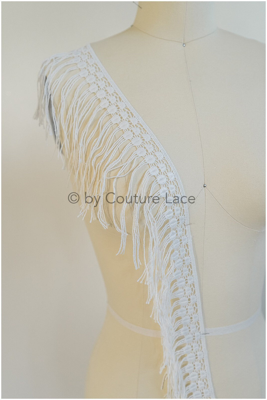 Boho fringe lace trim off-white/ Boho lace trim/ Bridal lace trim/ Boho dress lace trim// T20-108