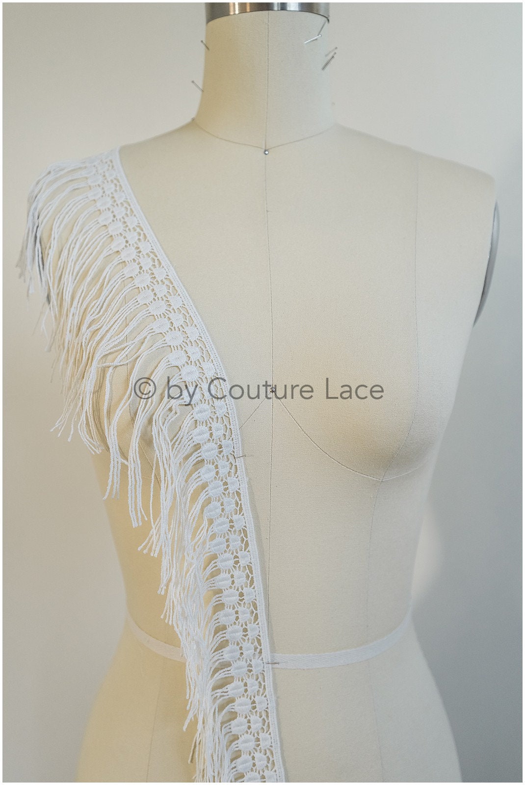 Boho fringe lace trim off-white/ Boho lace trim/ Bridal lace trim/ Boho dress lace trim// T20-108