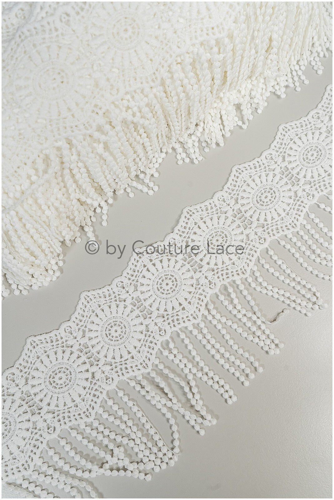 Boho fringe lace trim off-white/ Boho lace/ Guipure lace trim/ Boho dress bridal lace// T20-111