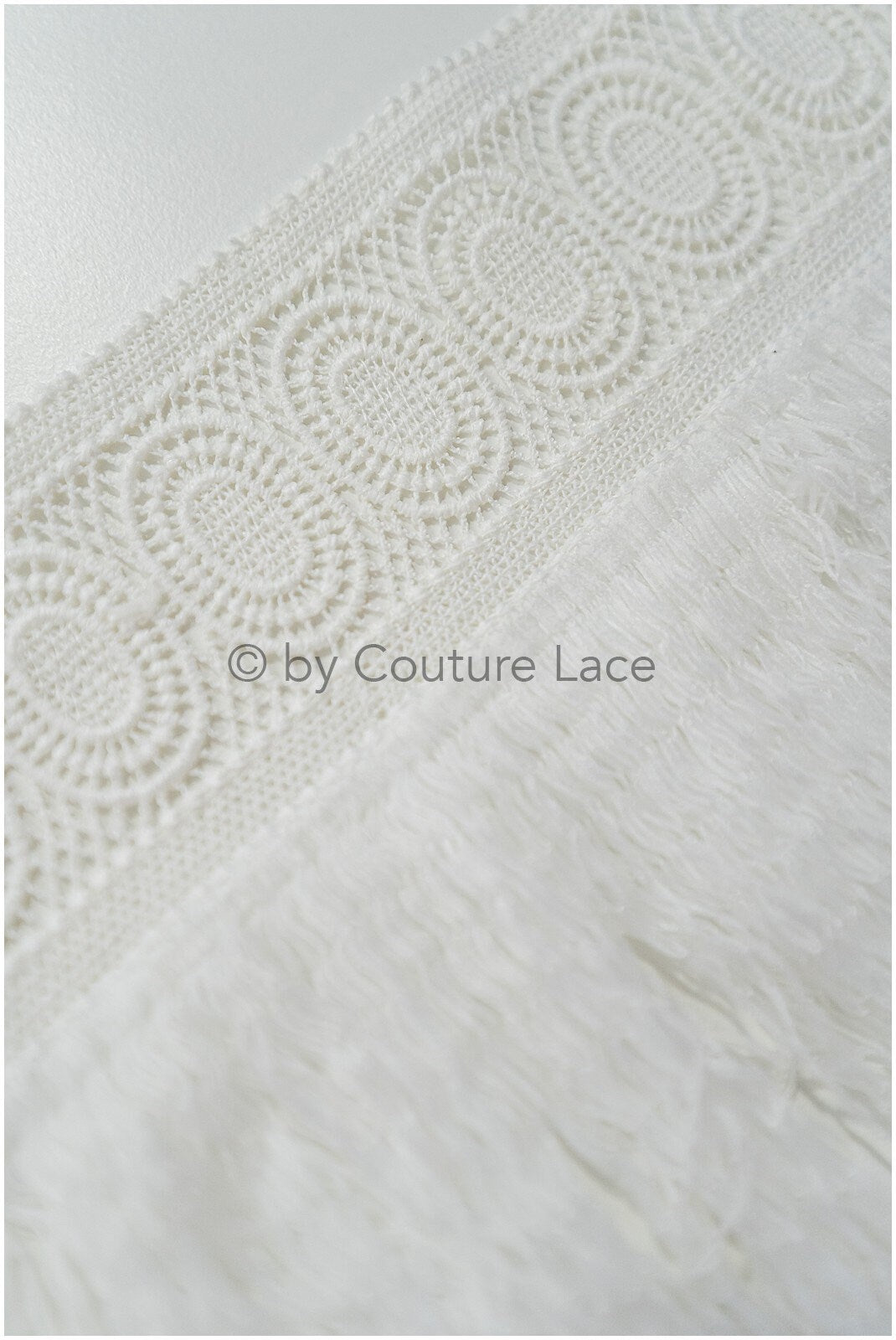 Fringed lace trim off-white/ Boho bridal lace trim/ crocheted fringe lace trim// T20-113