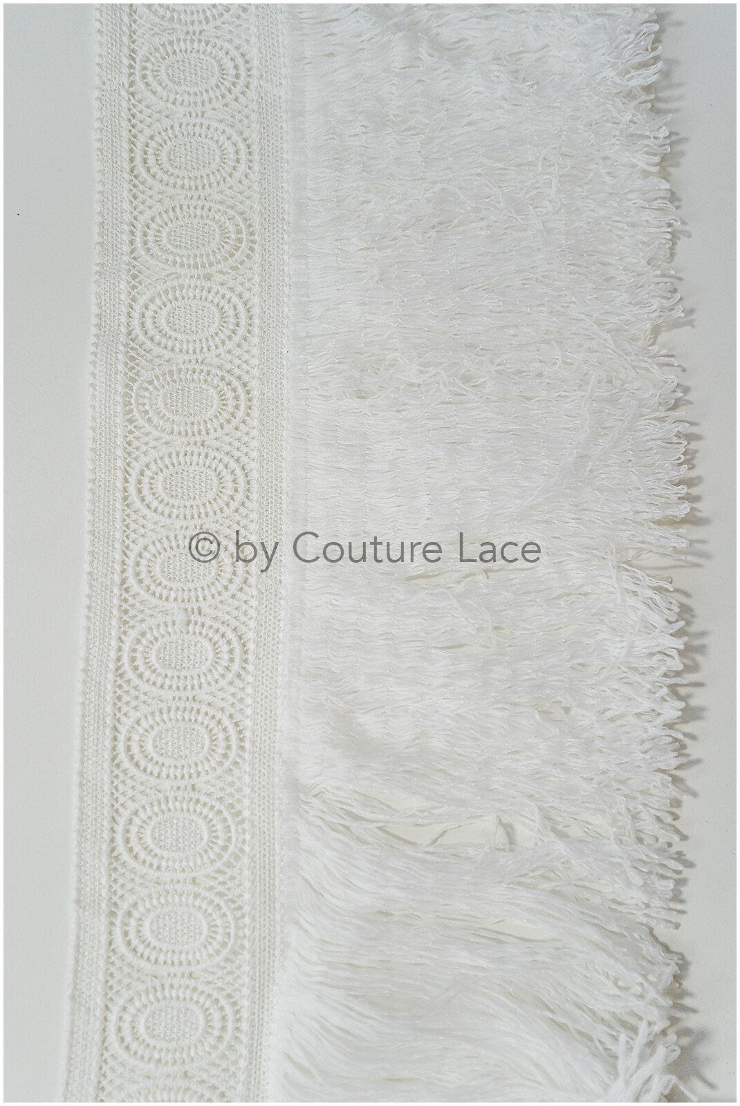 Fringed lace trim off-white/ Boho bridal lace trim/ crocheted fringe lace trim// T20-113