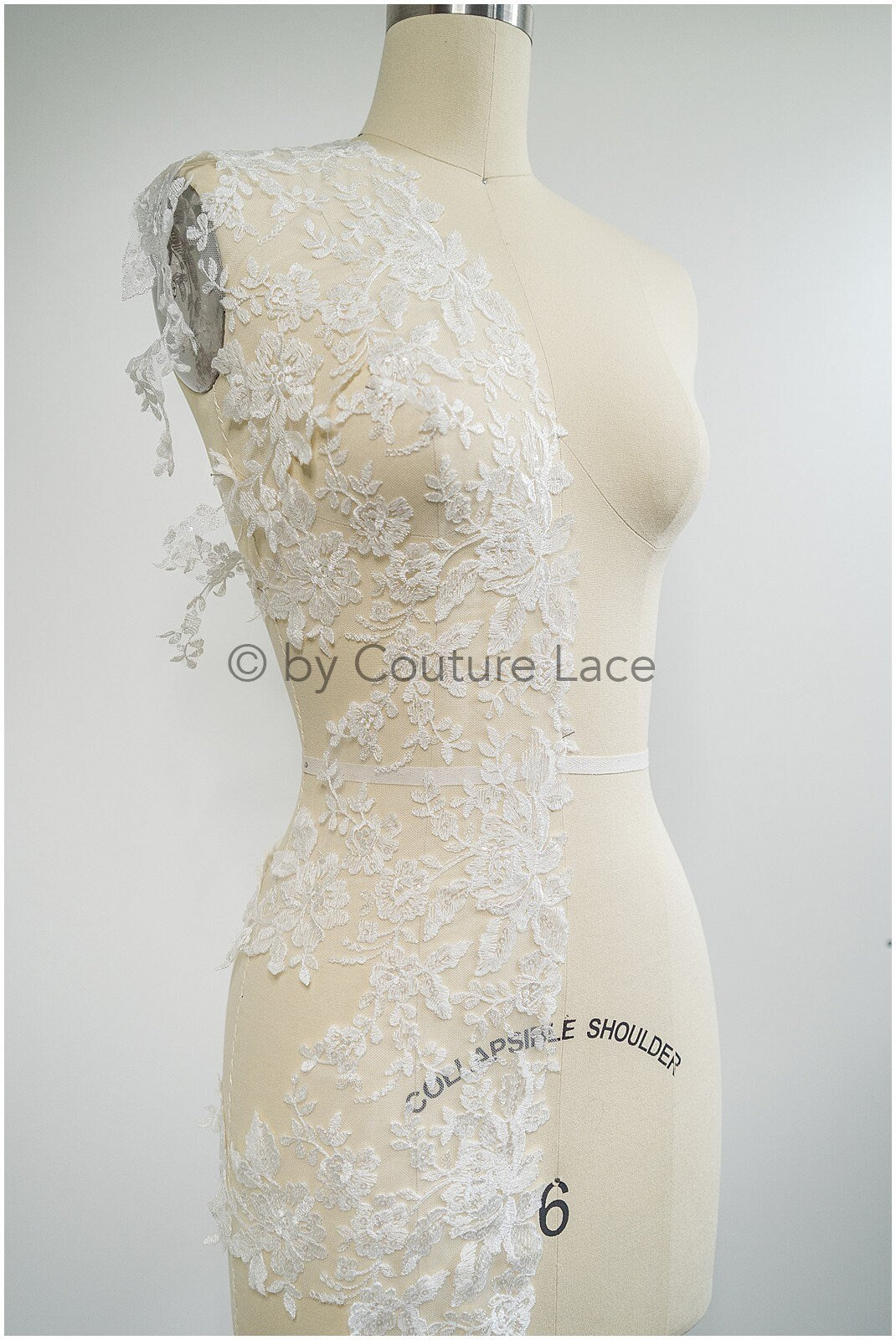 Soft floral lace trim/ Off-white embroidered lace trim/ Veil lace trim/ Bridal lace// T20-091